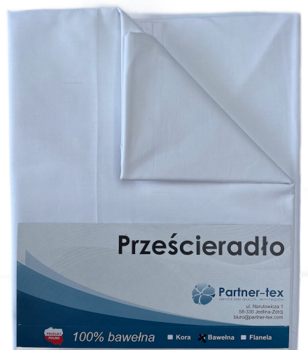 prześcieradło białe bez gumki bawełniane Partner-tex.png