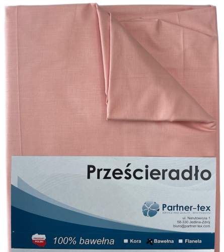 prześcieradło bawełniane bez gumki kolor morela brzoskwinia łososiowy Partner-tex.png