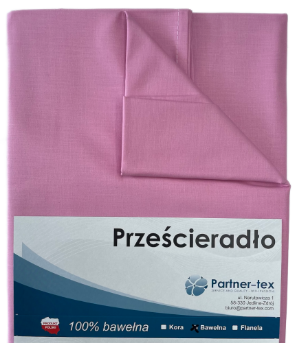 Prześcieradło różowe bez gumki bawełniane Partner-tex.png