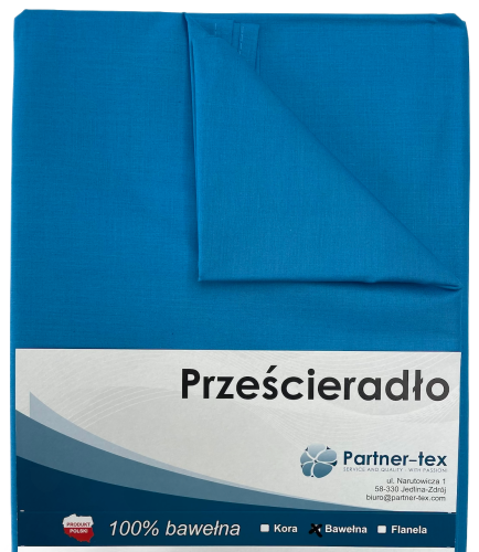 Prześcieradło bawełniane bez gumki turkusowe Partner-tex.png