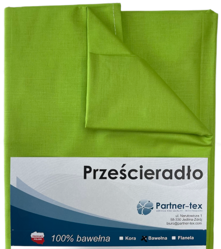 Prześcieradło bawełniane bez gumki zielone zieleń trawy Partner-tex.png