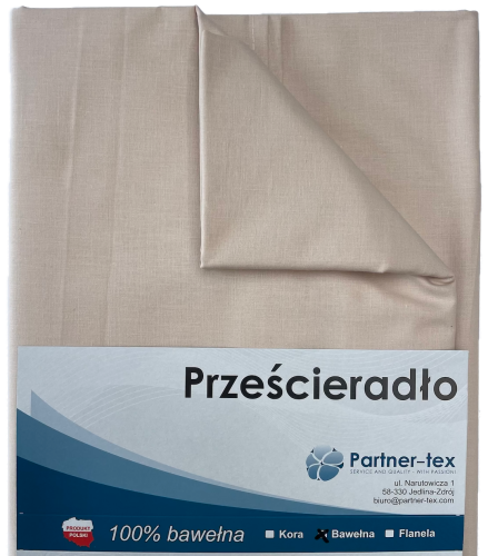 Prześcieradło bawełniane beżowe bez gumki Partner-tex.png