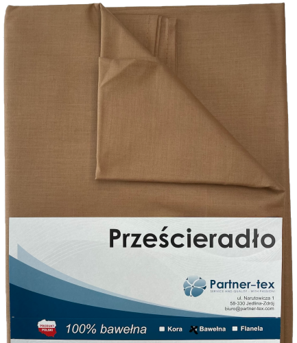 Prześcieradło bawełniane bez gumki brązowe Partner-tex .png