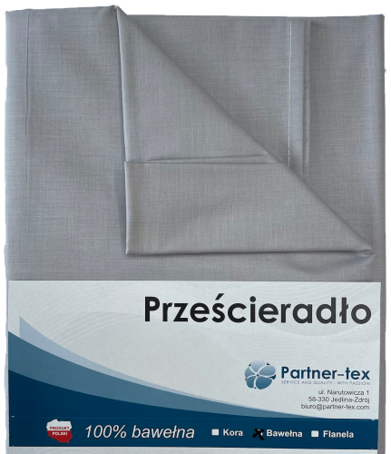 Prześcieradło bawełniane jasno szare bez gumki Partner-tex.png